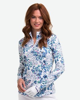 EPNY Polo - Long Sleeve Zip Mock Rainbow Floral